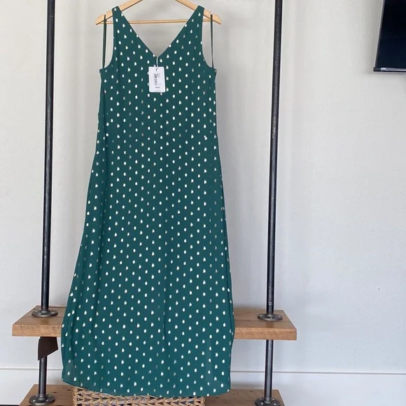 TED BAKER LONDON, Cami Metallic Dot Sleeveless High/Low Shift Dress - Picture 8 of 10